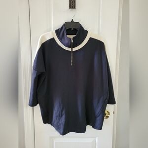 Tuckernuck Navy and White Quarter-Zip Pullover